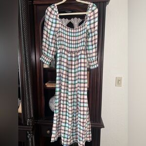 Anthropologie Maeve Patterned Maxi Gingham style Dress Small